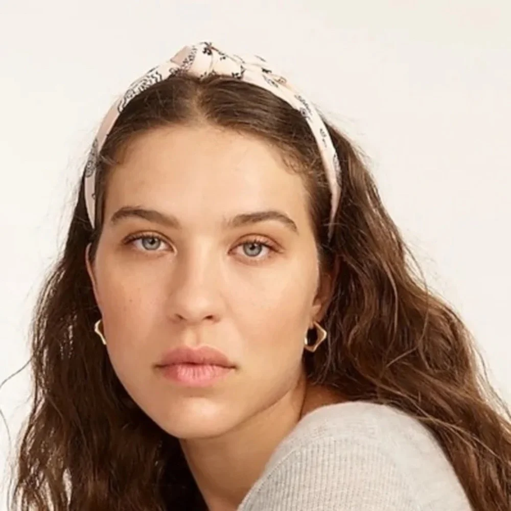 J. Crew Silk Knot Pink Bandana Print Headband